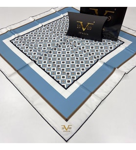Geometrik Desen Black Seri Twill Eşarp Eşarp Askısı ile Birlikte 90x90 cm BEYAZ-