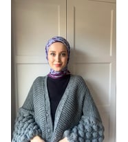 Modakaşmir Çiçek Baharı Desen Bambu Eşarp (Mor)