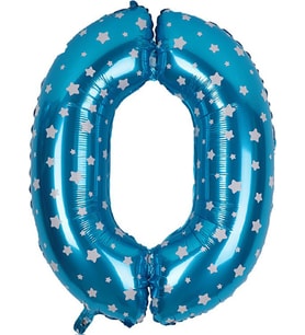 Partijet 0 Rakam Mavi Yıldız Folyo Balon 80 cm