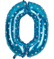 Partijet 0 Rakam Mavi Yıldız Folyo Balon 80 cm