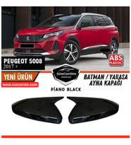 Peugeot 5008 2017 Sonrası Uyumlu Batman Yarasa Ayna Kapağı Piano Black ABS Plastik Sağ Sol Takım