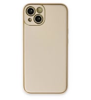 Durukar® iPhone 14 Plus Kılıf Coco Deri Silikon Kapak - Gold