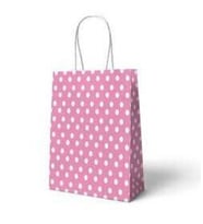 Pembe Puanlı Büküm Saplı 6 Adet Hediye Çantası 22 x 24 cm