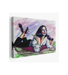 Silahlı Gangster Kız Pop Art Dekoratif Duvar Tablosu-3530