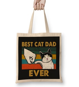 Best Cat Dad Ever Funny Cat Dad Father Vintage Gift Bez Çanta Uzun Saplı