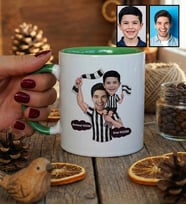 Kişiye Özel Karikatürlü Siyah Beyaz Taraftar Baba Oğul Kupa Bardak Babalar Günü Hediyesi