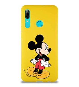 Huawei P Smart 2019 Soft Premier Kapak Mickey Mouse-D Tasarımlı Silikon Kılıf - Sarı (Şeffaf)