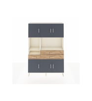 Arges Dolap 9 Raflı 3 Çekmeceli 6 Kapaklı 132x30x195 Aytaşı-Antrasit/Çam