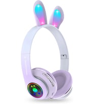 Tavşan Kulaklı Bluetooth Kulaklık, Renkli LED Işıklı, 5.0 Versiyon, Ayarlanabilir Büyüklük, Hafıza Kart Girişli, 40mm Kulaklık, 6 Saat Kullanım Süresi, BASS TİZ MÜTHİŞ SES (LİLA MOR)