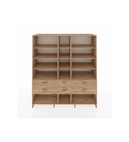 Kronos Dolap 12 Raflı 6 Çekmeceli  220x59x243 Çam-Çam/Çam