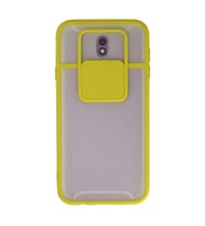 Samsung Galaxy J7 Pro / J730 Kılıf Palm Buzlu Kamera Sürgülü Silikon - Sarı