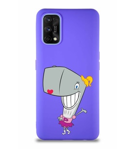 Realme 7 Pro Soft Premier Kapak Pearl Yengeç Tasarımlı Silikon Kılıf - Mor (Şeffaf)