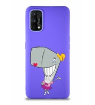 Realme 7 Pro Soft Premier Kapak Pearl Yengeç Tasarımlı Silikon Kılıf - Mor (Şeffaf)