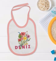 BK Kids Kişiye Özel Pembe Bebek Mama Önlüğü - Model 122