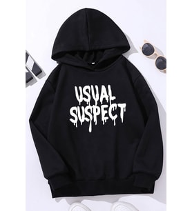 Çocuk Usual Suspect Baskılı Sweatshirt (Siyah)