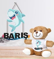Kişiye Özel Bebek Kapı Süsü ve Peluş Ayıcık Seti – Baby Shower / Hastane Odası