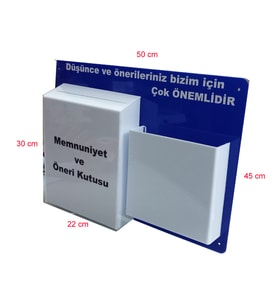 Miraj Reklam Dilek Öneri Şikayet Kutusu İstenmeyen Olay Kutusu İş Güvenliği Kutusu Mavi Beyaz Pleksi Malzeme A-4