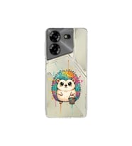 Tecno Pova 5 ile Uyumlu Splash Kirpi Tasarımlı Şeffaf Silikon Kılıf