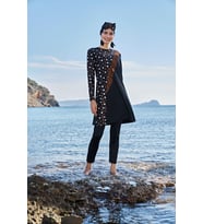 Ruko Maio 23107 Çapraz Puantiye Micro Lycra Kumaş Tam Tesettür Mayo