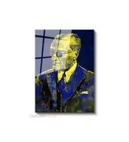Dikey Cam Tablo Salon Duvar Tablosu Dikey Cam Ataturk Sari Mavi Yeni Ev Hediyesi Ofis Tablosu