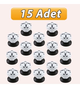 15 Adet Defne Siyah Çizgili Beyaz Polimer Düğme Kulp Siyah Tablalı Mobilya Mutfak Dolabı Çekmece Kulbu Kulpları