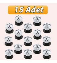 15 Adet Defne Siyah Çizgili Beyaz Polimer Düğme Kulp Siyah Tablalı Mobilya Mutfak Dolabı Çekmece Kulbu Kulpları