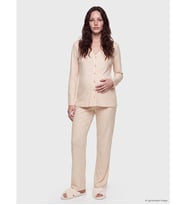 LCW DREAM Bej V Yaka Desenli Hamile Pijama Takım
