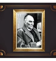 Özel Seri Paspartulu Çerçeveli Atatürk Tablo l14 (Gold)