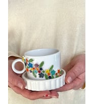 Çok Çiçekli Çok Renkli Fincan Kupa Mug (Karışık)