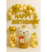 BEYAZ Taçlı Prenses Kedi Doğum Günü Balon Süsleme Seti