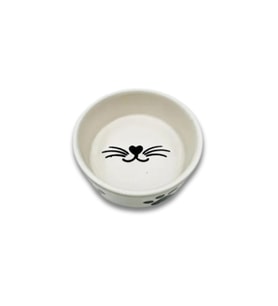 Seramik Kedi Mama ve Su Kabı Kedi Desenli