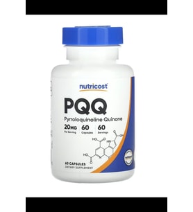 Nutricost PQQ (Pyrroloquinoline Quinone) 20mg, 60 Capsules - Non-GMO, Gluten Free. TR YETKİLİ SATICISI.3735 (Renksiz)