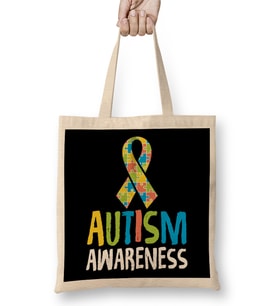 Cute Autism Awareness Ribbon Autistic Supporter Bez Çanta Uzun Saplı