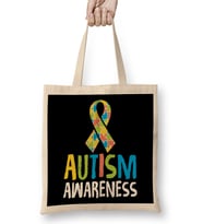 Cute Autism Awareness Ribbon Autistic Supporter Bez Çanta Uzun Saplı