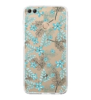 Huawei Y9 2018  Kamera korumalı Kapak Floral Su Yeşili Tasarımlı  Şeffaf Kılıf