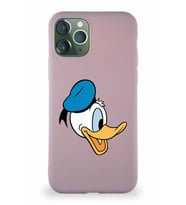 Apple iPhone 11 Pro Soft Premier Kapak Donald Duck-F Tasarımlı Silikon Kılıf - Pudra (Şeffaf)