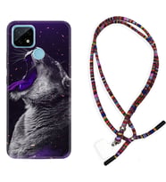 Realme C11 C21 C21Y C25Y C11 2021 Kılıf Boyun Asklı Rasta Silikon Purple Leopar 1750