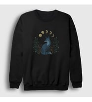 Presmono Unisex Siyah Night Fox Tilki Sweatshirt 368021tt