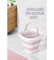 Porsima 1175-1 Damla Katlanabilir Silikon Su Kovası 28x30cm Banyo Balkon Temizlik Kovası 10 Lt. - Pudra