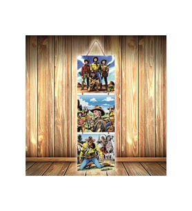 Kovboy Tasarımlı Üçlü Retro Ahşap Poster Ü346