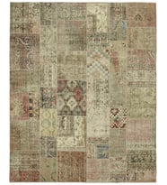 Bej Modern Patchwork El Dokuma Salon Halısı Eskitme Görünümlü Estetik Ev Dekoru Yatak Odası