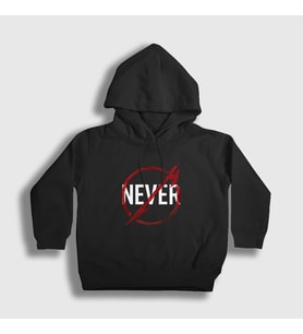 Presmono Unisex Çocuk Siyah Never Metallica Kapüşonlu Sweatshirt 67548tt