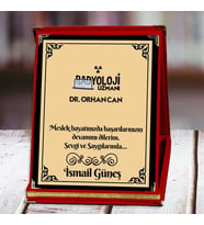 Radyoloji Uzmanı Baskılı Plaket (1. Tasarım)  Kişiye Özel (Kırmızı)