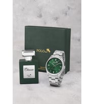 Polo Air Klasik Metal Kordon Erkek Kol Saati Ve 55 ml Parfüm Seti Gümüş Yeşil Renk ST-5024E5