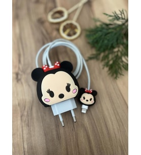 Sevimli Silikon Şarj Başlığı Ve Kablo Koruyucu 2Li Set Minnie