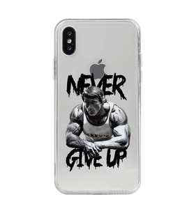 Iphone Xsmax Uyumlu Arnold Fitness Never Give Up Desenli Şeffaf Telefon Kılıfı