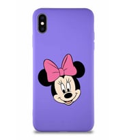 Apple iPhone XS Max Soft Premier Kapak Minnie Mouse-C Tasarımlı Silikon Kılıf - Mor (Şeffaf)