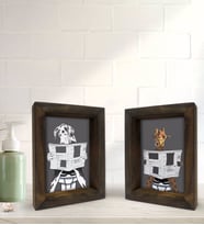 Bk Gift Banyo Dekoratif 2'li Doğal Masif Ahşap Çerçeve 15x20cm-23 (Beyaz)