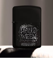 BK Gift Kişiye Özel Happy Halloween Tasarımlı Renkli Baskılı Siyah Benzinli Metal Çakmak-1
