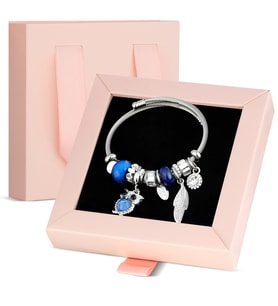 Forentina Baykuş Figürlü Charm Bileklik-Özel Pembe Kutusunda Hediye Set PS3472